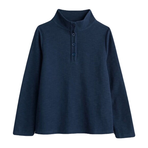 NEW Seasalt Cornwall Women Size 4 Organic Cotton Henley Sweatshirt Maritime Blue - Picture 1 of 8